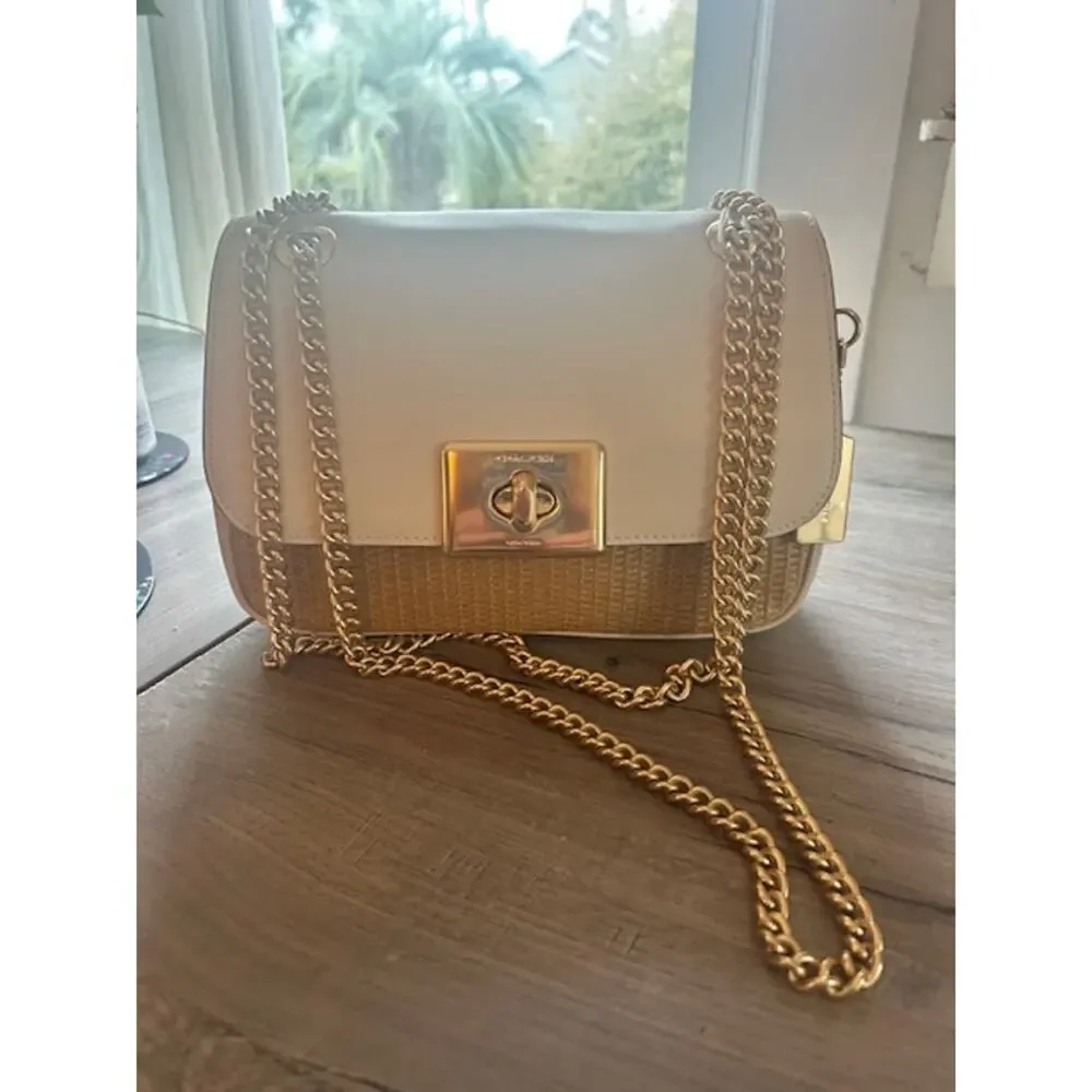 COACH Cassidy Straw Leather Chain Bag Turnlock Purse Coastal Chic OBX Show - COA - Picture 2 of 10